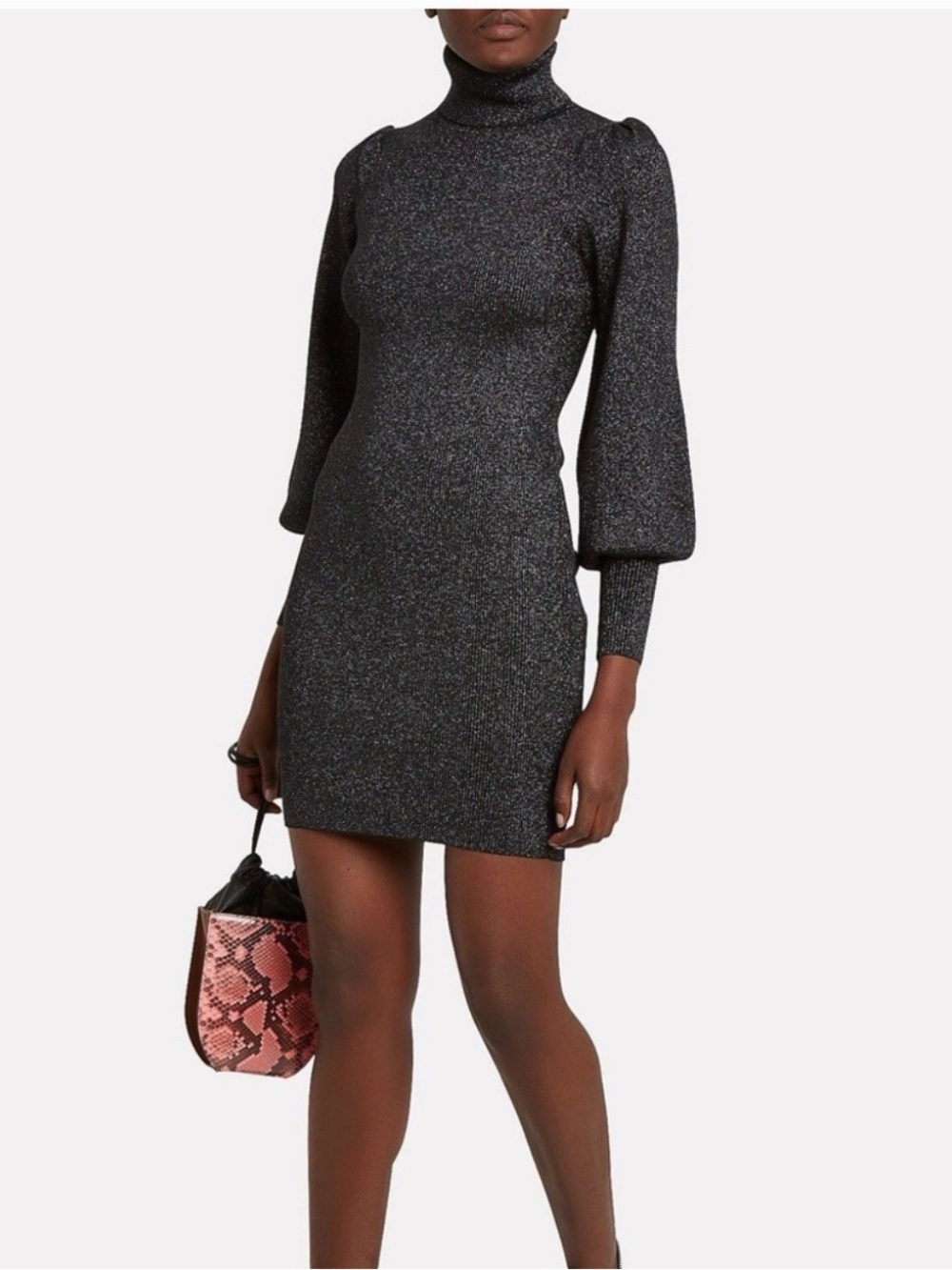 A.L.C Turtleneck Metallic Knit Sweater Dress